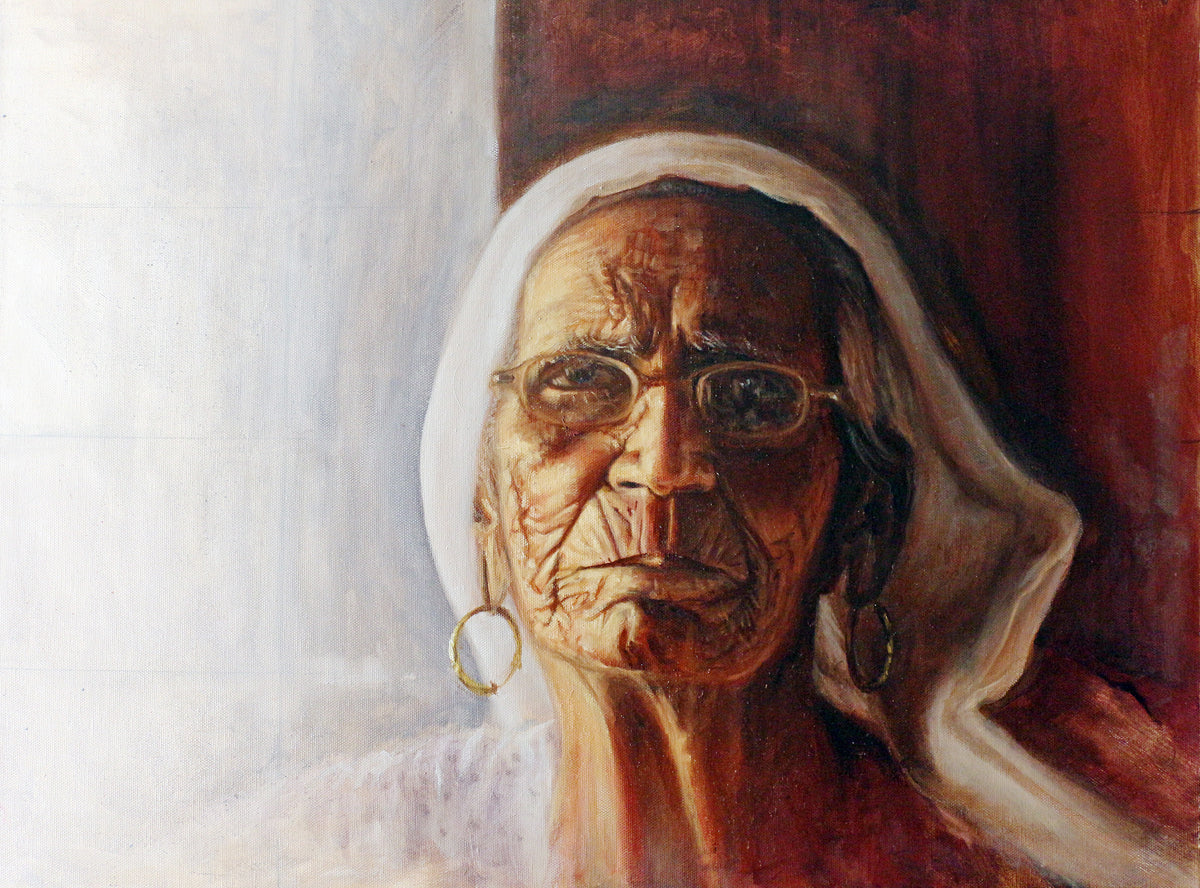 Bebe Ji, an oil portrait of an elder by Ramandip Singh
