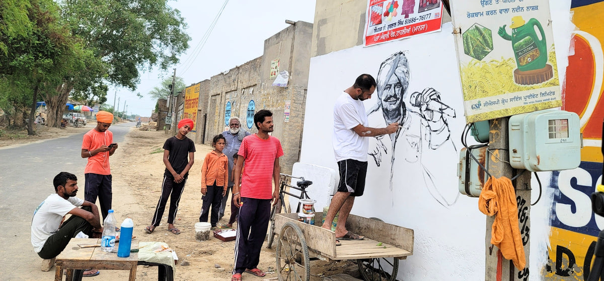 Mural tribute to Sidhu Moose Wala in Punjab, India